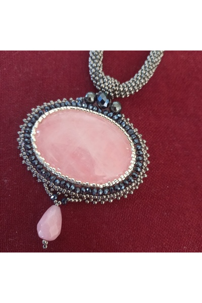 takibykaranfil PEMBE KUVARS TASARIM KOLYE 3, KİŞİYE ÖZEL TASARIMLAR, DOĞAL TA...