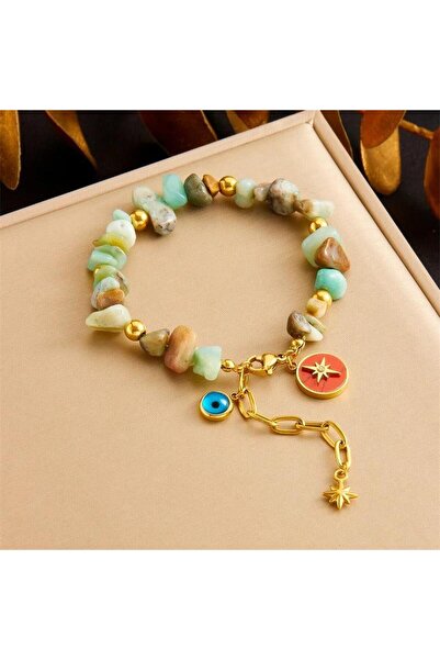 Pursehuit Brățară aurie, din oțel inoxidabil, suflată cu aur de 18k, cu pietr...