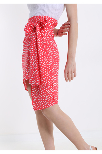 OEM Red tulip polka dot skirt that adjusts to the waist