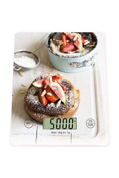 Voltz Cântar de bucătărie Oliver OV51651KD pentru prăjituri, 5 kg, TARE, Sticlă, Cupcake, Multicolor