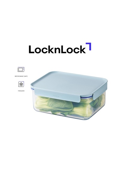 locknlock Classic Plus Rectangle Food Container 2.75L – Mint, 4-Side Locking, Stackable & Leakproof