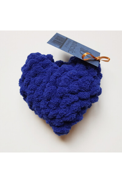 Blanosic Jucarie catifelata pentru caini, Blanosic, Lucrata manual, Forma de inima, Bleumarin, 11 cm