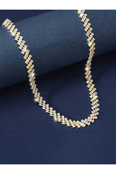 Take Two By Styli Gold Embellished Link Necklace
