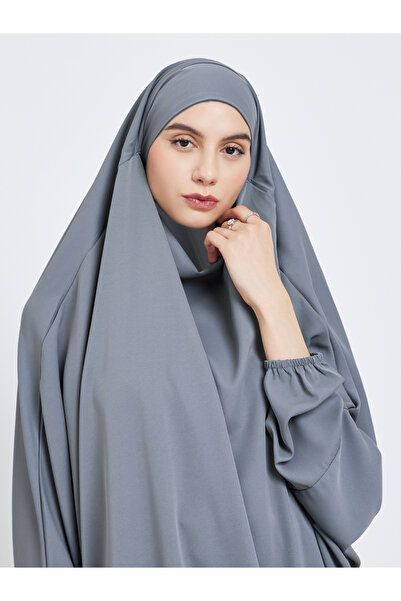 Take Two By Styli Grey Batwing Sleeve Hooded Abaya