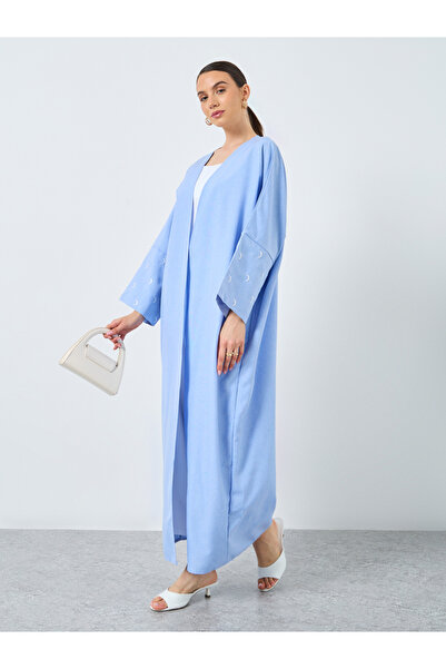 Take Two By Styli Embroidered Sleeve Open Front Abaya