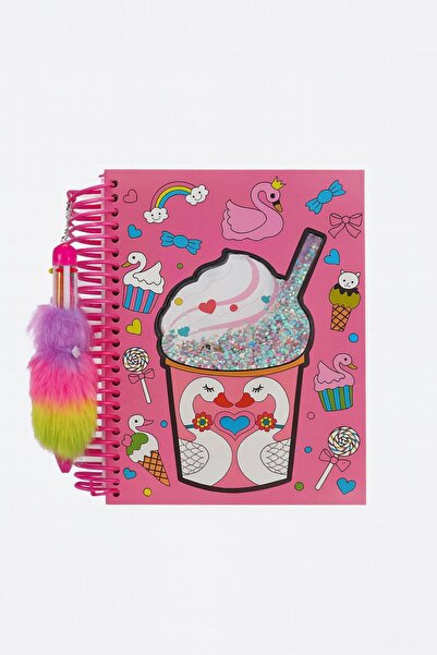 nukoo دفتر ملاحظات حلزوني لامع بنمط البجعة ومجموعة أقلام بوم بوم مكونة من 7 أ...