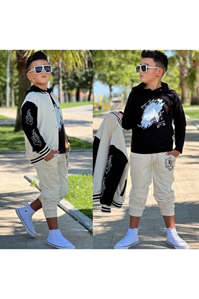 Bisahane Boys' 3-Piece Set with College Jacket