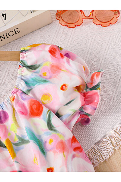 Take Two By Styli Girls Floral Square Neck Casual Dress