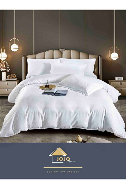 JOJO HOME Double bed linen, fine damask Deluxe, 6 pieces, White