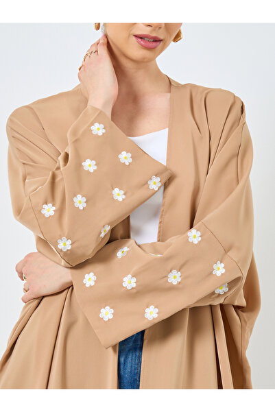 Take Two By Styli Embroidery Sleeve Open Front Abaya