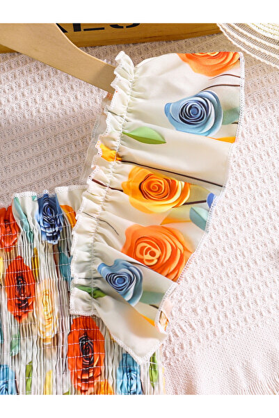 Take Two By Styli Girls Multi Floral Print Ruffled Sleeve Dress