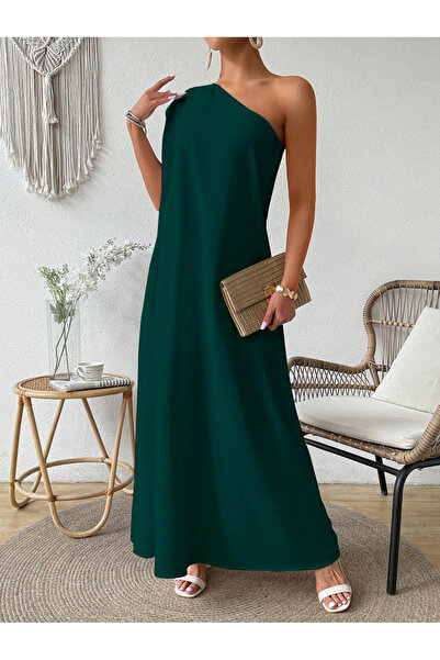 Take Two By Styli Solid One Shoulder Maxi Dress