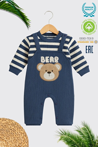 NOTA KİDS ERKEK BEBEK %100 PAMUKLU 3-18 AY LACİVERT BEBEK TULUMU