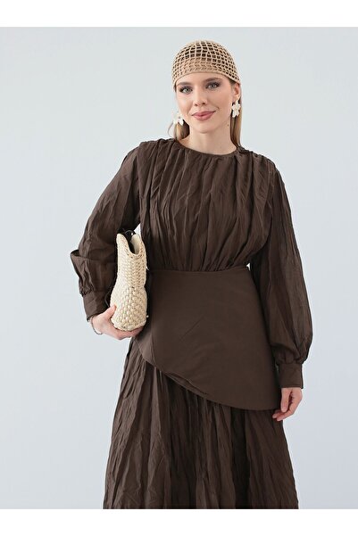 MRS. POLEEN Hijab Dress with Removable Apron - Brown - Mrs Poleen