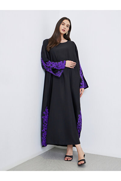 Take Two By Styli Black Lace Insert A-Line Abaya