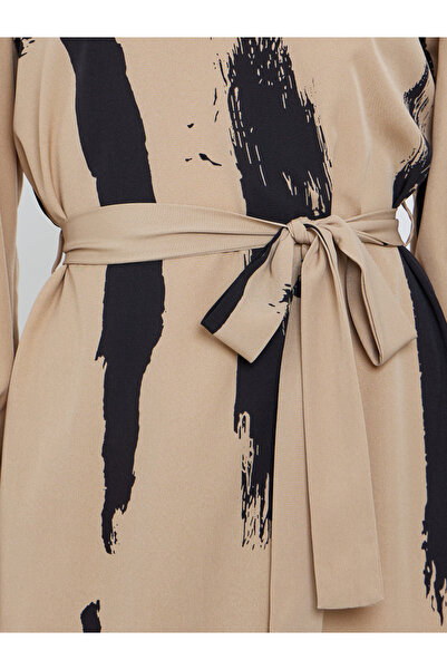 Take Two By Styli Printed Long Sleeve Belted Maxi Dress