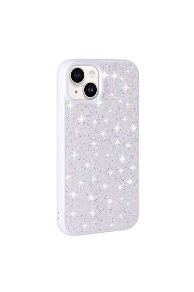 zore حافظة OMSY متوافقة مع هاتف iPhone 13 بتصميم حجر لامع - أبيض