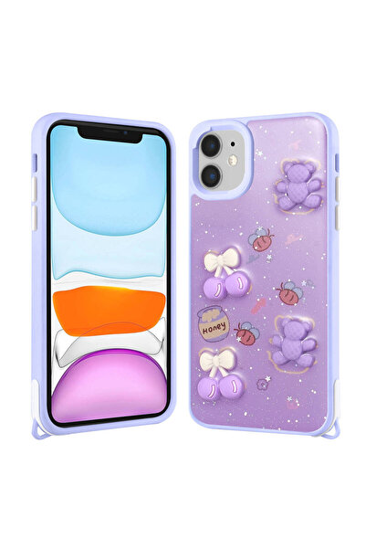 zore غطاء حماية لهاتف آيفون 11 من OMSY Cevze مع تصميم منقوش لامع وسائل - دب أ...