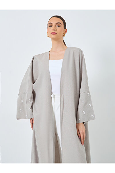 Take Two By Styli Embroidered Sleeve Open Front Abaya