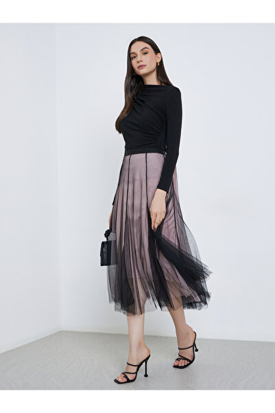 Take Two By Styli Women's A-Line Mesh Midi Skirt