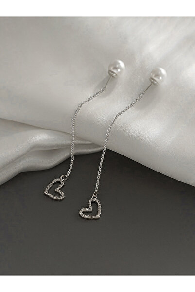 Take Two By Styli Pearl Heart Dangle Threader Earrings