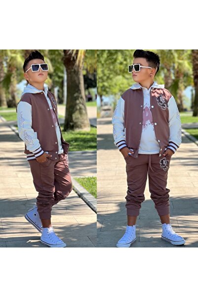 Bisahane Boys' 3-Piece Set with College Jacket