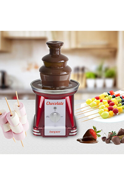 BEPER Chocolate fountain P101CUD200, 90W, 750 ml, 3 levels, Constant motion and temperature, Red