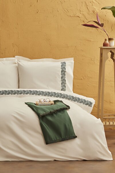 Karaca Home Firenze 100% Cotton Double Duvet Cover Set Petrol