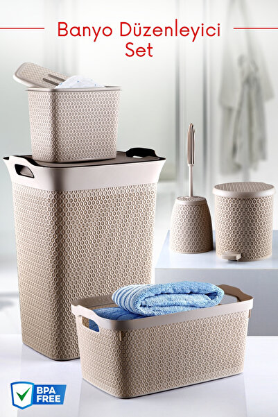 Nandy Home 5 Parça Dekoratif Safir Desenli Banyo Düzenleyici Çeyiz Seti