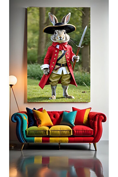 özkacar KNIGHT RABBIT II Tablou pe pânză pentru decorarea casei, perete, salo...