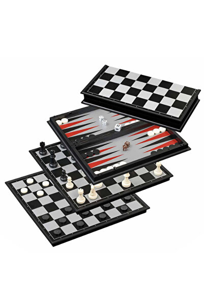 RCO Joc de societate 3 in 1 de sah, table si dame RCO, 62 piese magnetice, pl...