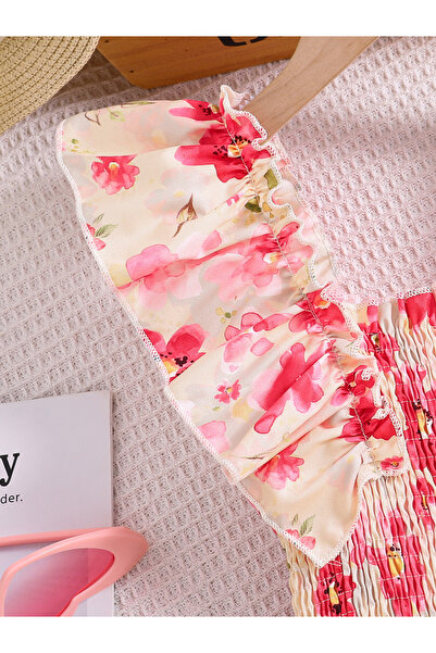 Take Two By Styli Girls Pink Floral A-Line Dress