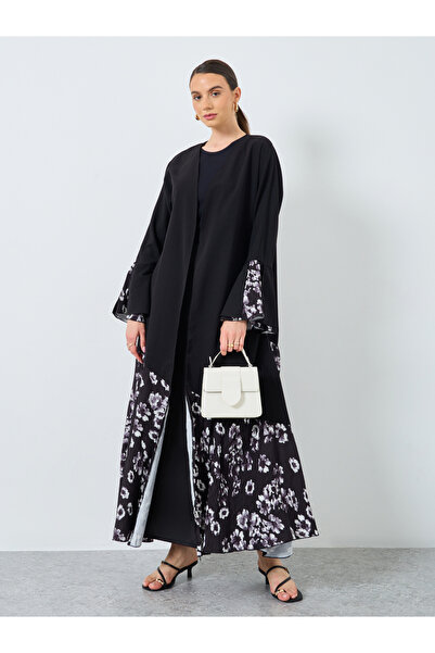 Take Two By Styli Floral Print Open Front Abaya
