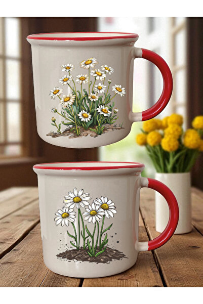 lili hediyelik طقم من كوبين أحمرين مطبوعين بزهور الأقحوان - هدايا لعيد الأب، ...