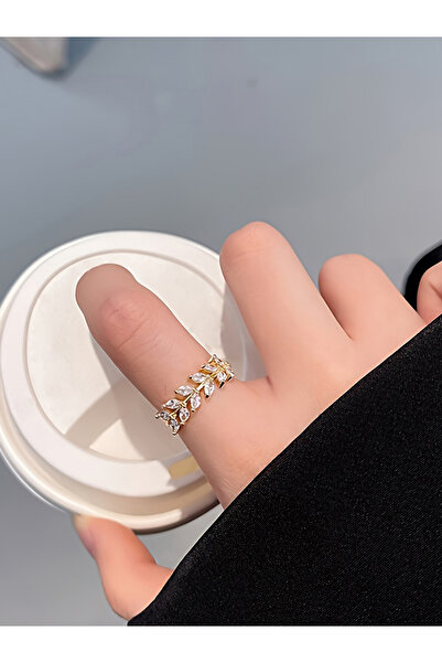 Take Two By Styli Zircon Leaf Embellished Ring