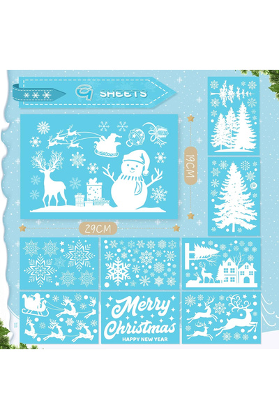 OEM Autocolante reutilizabile pentru fereastră, model de Crăciun, set de 9 bucăți