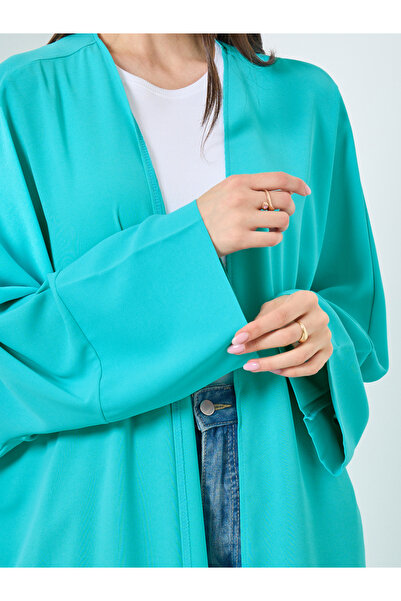 Take Two By Styli Solid Open Front Batwing Sleeve Abaya