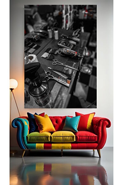 özkacar BERBER SETUP V1 Ev Duvar Salon Güzellik Salonu Ofis Dükkan Dekarasyon...