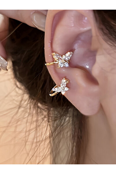 Take Two By Styli Copper Ear Clip with Butterfly Detail Earrings