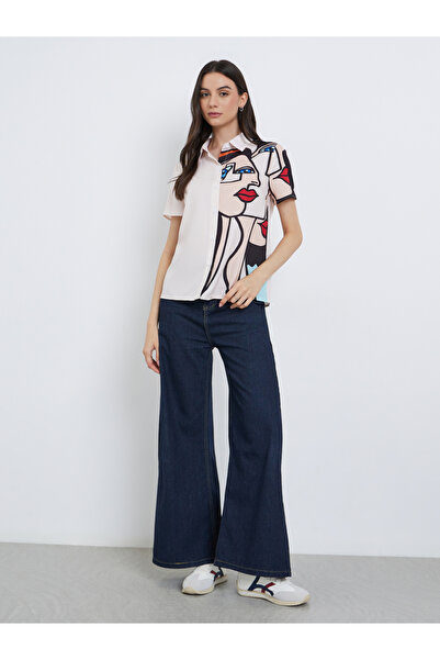 Take Two By Styli قميص بأكمام قصيرة وأزرار وطبعة جرافيكية