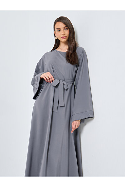 Take Two By Styli Solid Long Sleeve Belted Abaya