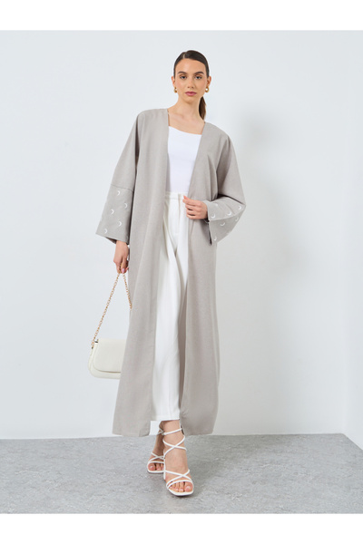Take Two By Styli Embroidered Sleeve Open Front Abaya