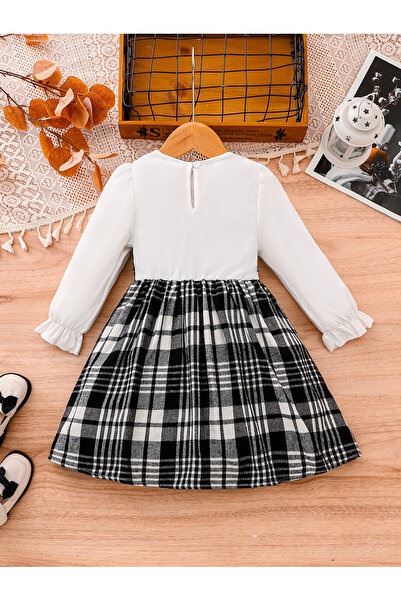 Take Two By Styli Girls Plaid Dress with Bow Detail