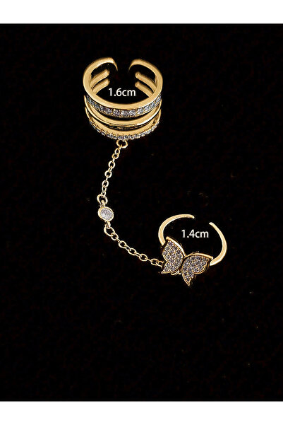 Take Two By Styli Embellished Rings with Butterfly Chain Detail