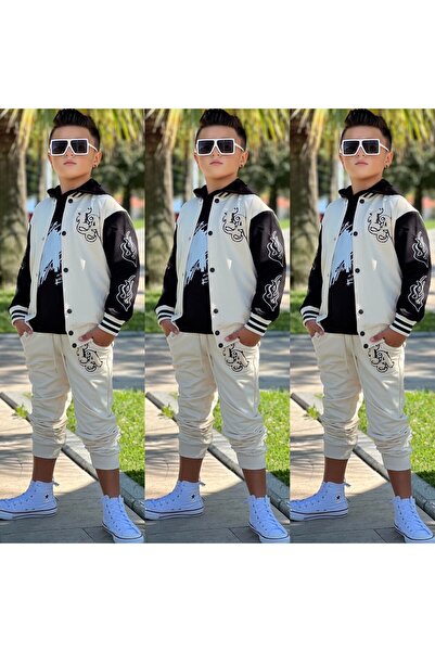 Bisahane Boys' 3-Piece Set with College Jacket