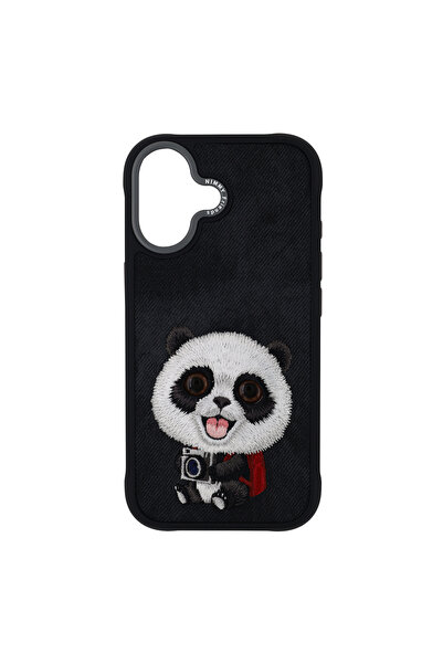 Nimmy iPhone 17 Uyumlu 3D Göz Panda Detaylı Gerçek Nakış İşlemeli Kabartmalı ...