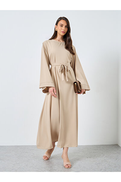 Take Two By Styli Solid Long Sleeve Belted Abaya