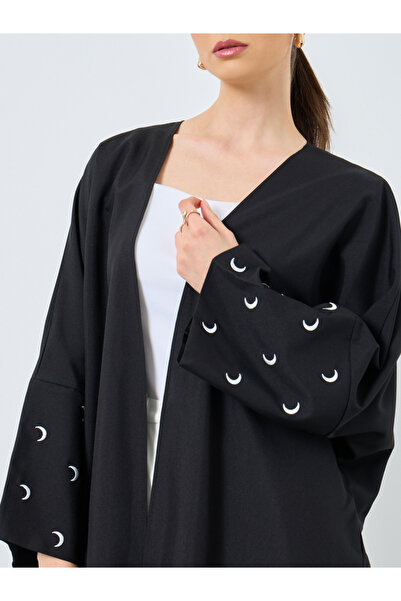 Take Two By Styli Embroidered Sleeve Open Front Abaya