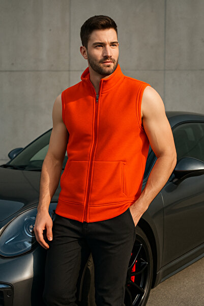 Duss Men's 3-Thread Comfortable Vest with Stand Collar