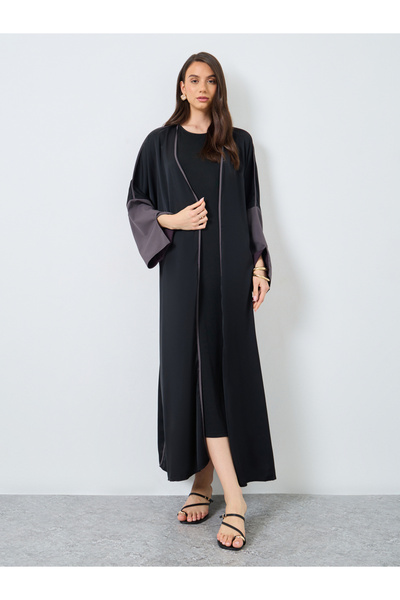 Take Two By Styli Slit Sleeve Open Front Abaya